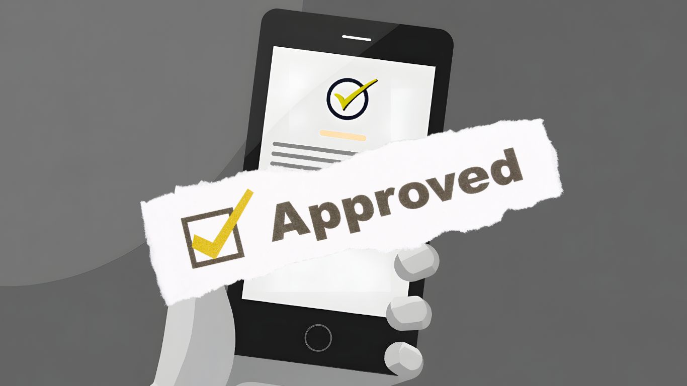 Illustration of ID confirmation via smartphone.