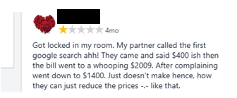 screenshot of a complaint about a Melbourne Locksmith