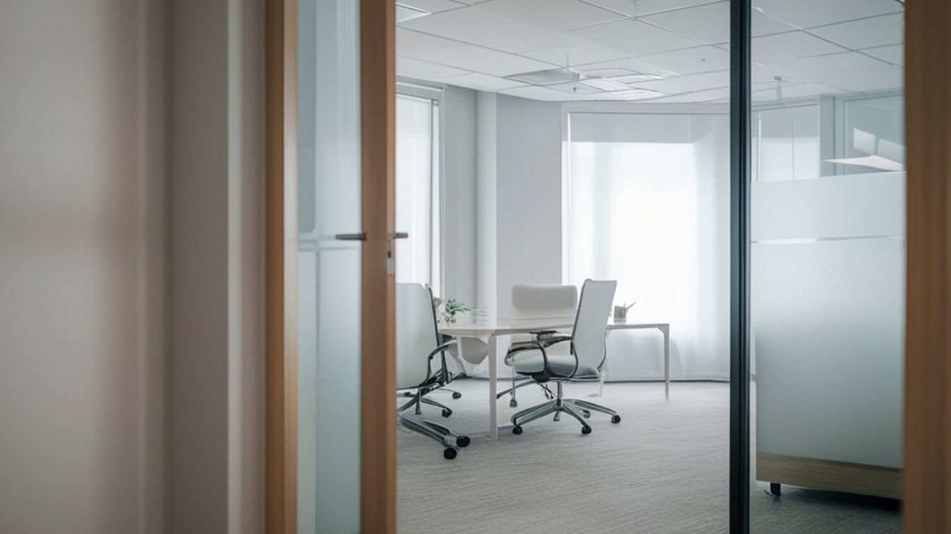 Modern Melbourne office entry door with stainless steel handle